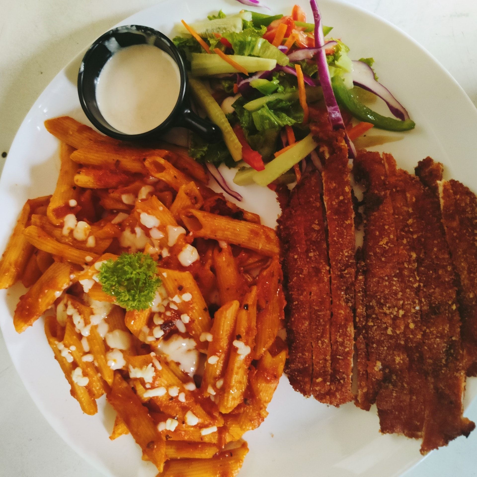 Schnitzel pasta